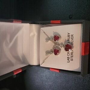 Lab created Ruby jewelry set
